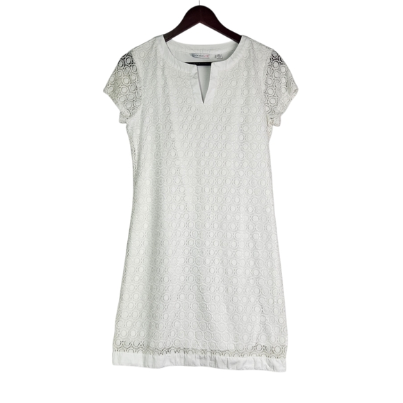 Isaac Mizrahi Live! White Lace Shift Dress Women’s XS Short Sleeve Bridal Knee - Picture 7 of 12